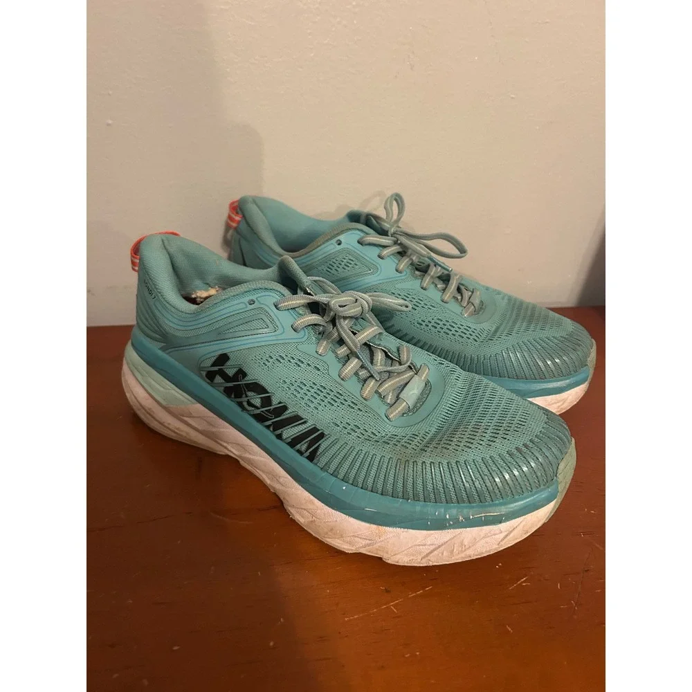 Hoka One One Bondi 7 Womens Running Shoes Teal Aqua Blue 1110519 Size 7.5